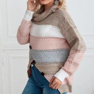SO ME Color Block Fitted Crop Sweater Top